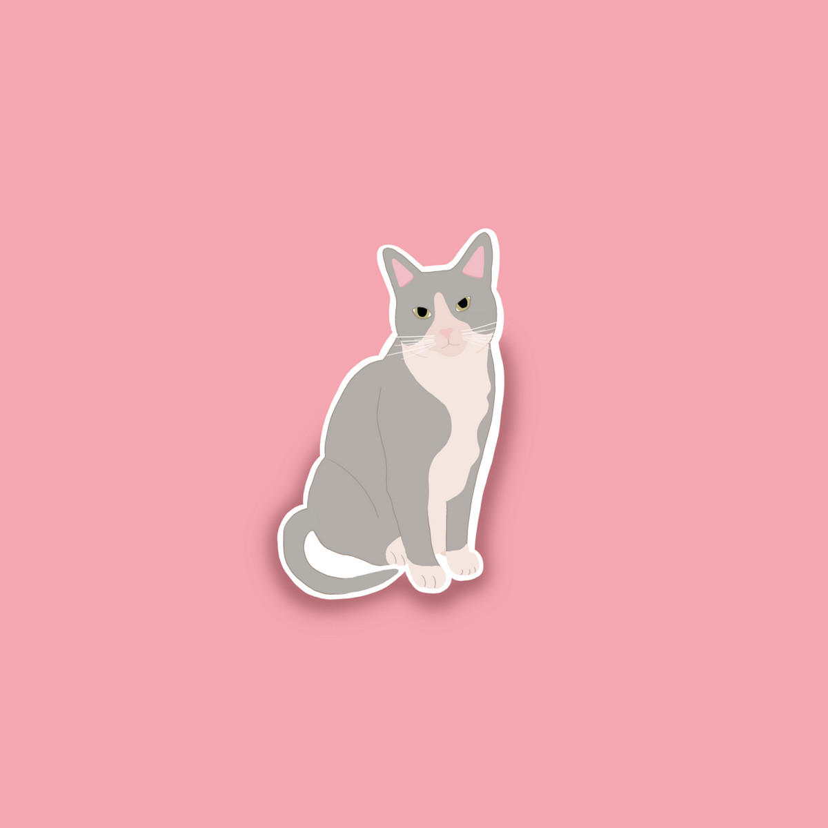 Autocollant-Chat gris