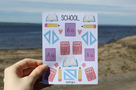 Feuille d'autocollants - École