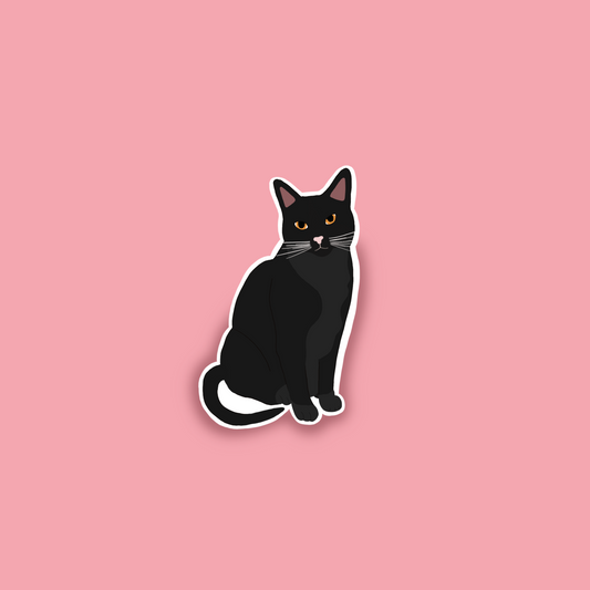 Autocollant-Chat noir(yeux orange)