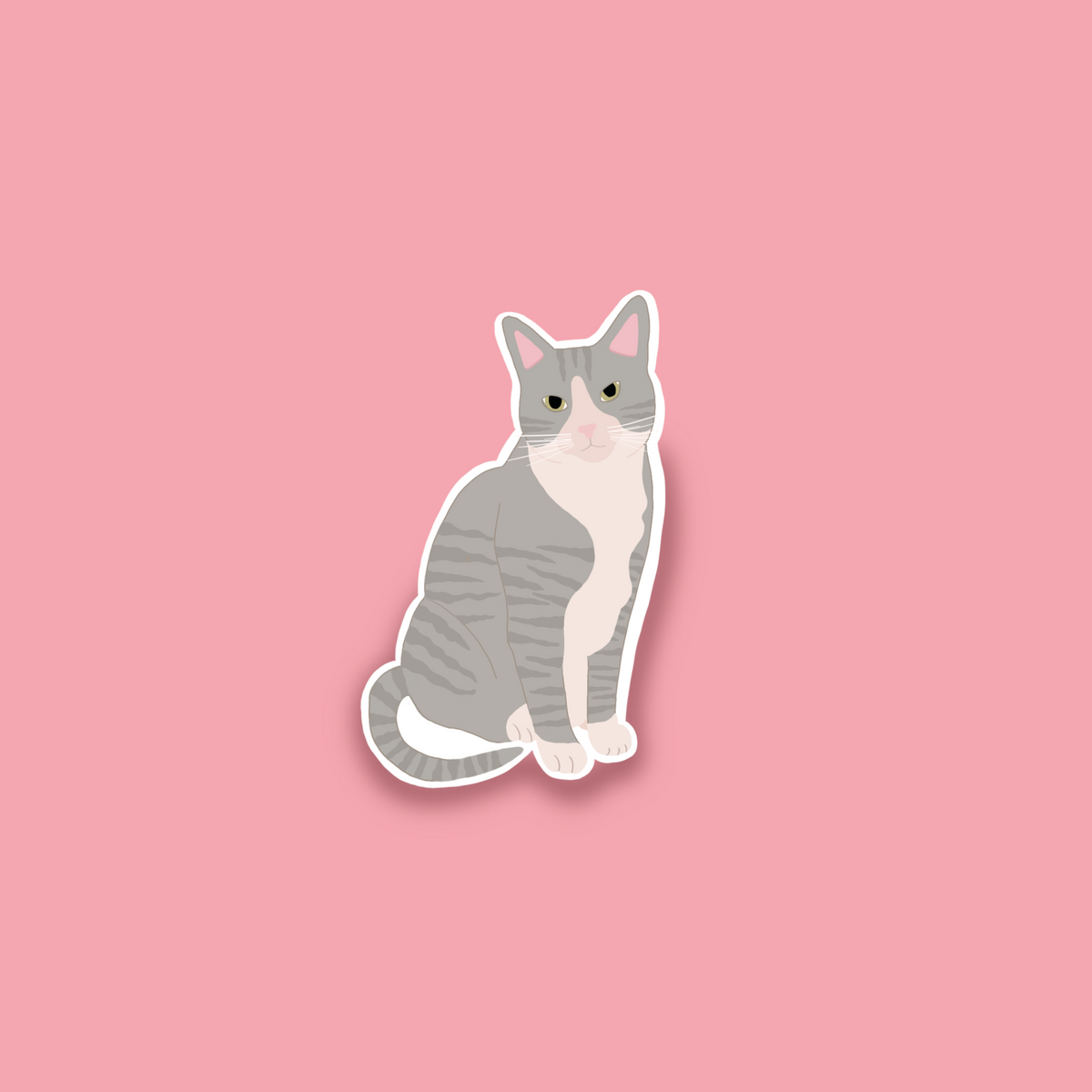 Autocollant-Chat gris ligné